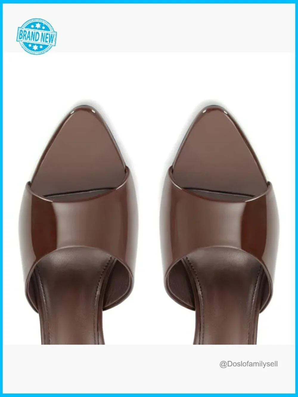 Pointed Toe Stiletto Heeled Sandals Patent Leather Mule Slingback Slip On